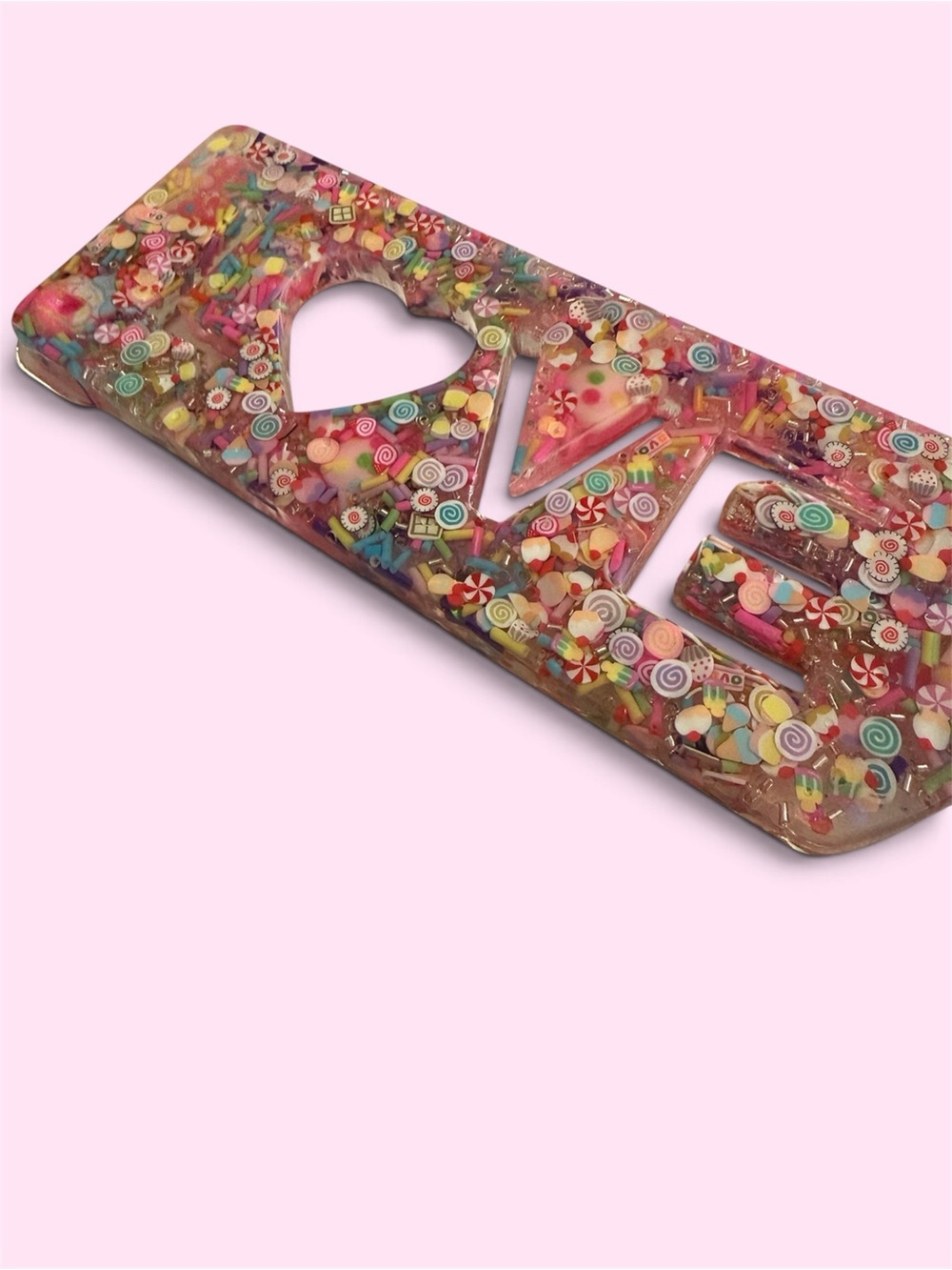 Hand Crafted Multicolor LOVE Sign with Candy Confetti